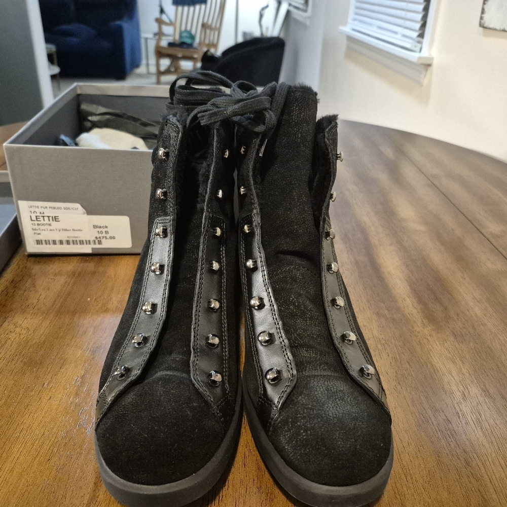 Aquatalia Black Studded Ankle Boots